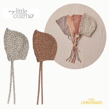 【MY LITTLE COZMO】 organic baby girl bonnet　 brown / stone【6-9か月 / 12-24か月】 (IVY133)   YKZ 21AW ◆SALE