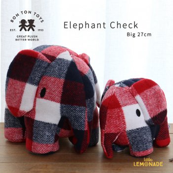 【BONTON TOYS】 Elephant Check Big 27cm 【 Red 】  ぞう チェック柄  【正規品】  ミッフィー＆フレンズ (BTT-022RD) 21AW