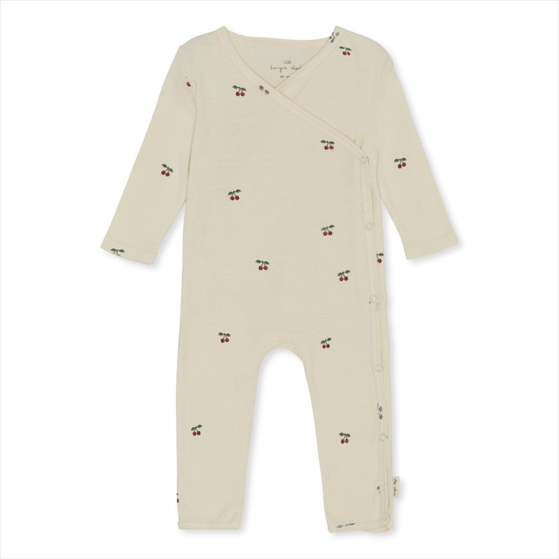 Konges Sloejd】 チェリー柄 カバーオール 【新生児(50-56cm) / 3か月(62cm)】 NEW BORN ONESIE  CHERRY コンゲススロイド 前開き 長袖 長ズボン ベビー 子供 男の子 女の子 赤ちゃん ユニセックス おしゃれ リトルレモネード ベビー服  アパレル