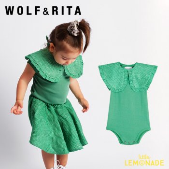 <img class='new_mark_img1' src='https://img.shop-pro.jp/img/new/icons1.gif' style='border:none;display:inline;margin:0px;padding:0px;width:auto;' />【WOLF&RITA】 CARMINHO GREEN LINEN 【6-12か月/12-18か月/18-24か月】 ロンパース グリーン WRBSS22CAGL 22SS YKZ