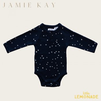 【Jamie Kay】 L/S BODYSUIT - TINY STARS BLACK IRIS 【3-6か月/6-12か月】 ボディスーツ ロンパース スター 星 22SS
