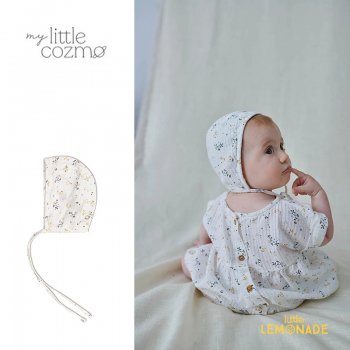 【MY LITTLE COZMO】 muslin floral baby bonnet【12-24か月】 モスリン ベビー ボンネット (BONNET160)  YKZ 22SS ◆SALE
