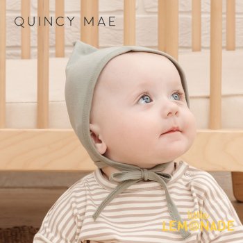 【Quincy Mae】 pixie bonnet | spruce 【6-12か月/12-24か月】 ボンネット グリーン ピクシーボンネット クインシーメイ QM010SPC 22SS YKZ 