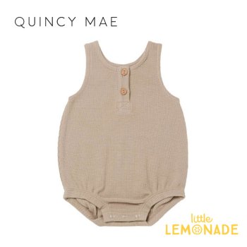 【Quincy Mae】 waffle sleeveless bubble | warm grey  【3-6か月/6-12か月/12-18か月】 ロンパース  QM022MGY 22SS YKZ 