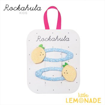 【Rockahula Kids】 Lemon Glitter Clips YELLOW レモンヘアクリップ 2個セット ぱっちんどめ ヘアアクセサリー 22SS (H1728Y)