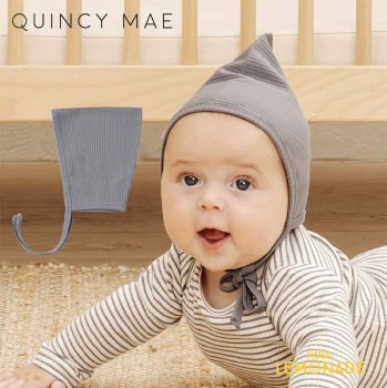 【Quincy Mae】 pixie bonnet | washed-indigo 【6-12か月/12-24か月】  ピクシーボンネット クインシーメイ QM010WSD 22SS YKZ 