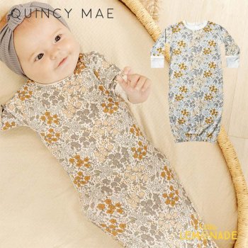 【Quincy Mae】 bamboo baby gown | garden 【3-6か月】 花柄 ロンパース クインシーメイ QM253GAR 22SS YKZ 