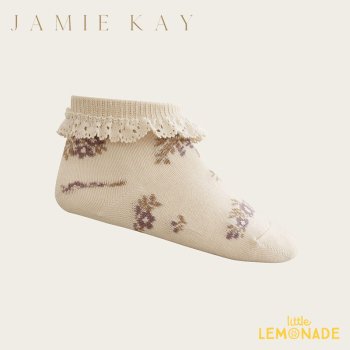  【Jamie Kay】  FRILL ANKLE SOCK - DAISY GARDEN TAUPE 【3-12か月/1-2歳/2-4歳】 靴下 ソックス 花柄 フリル 22SS