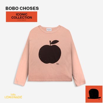 【BOBO CHOSES】 ICONIC COLLECTION 長袖 Tシャツ りんご柄  【98cm/2-3歳】 321EC073 オレンジ ピンク アパレル YKZ