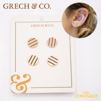 【Grech&co】 ストライプ エナメルピアス2個セット / STRIPES アクセサリー ストライプ柄 ENAMEL EARRING グレックアンドコー(GCO2048)  SALE