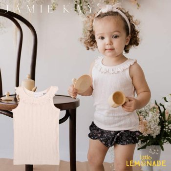 <img class='new_mark_img1' src='https://img.shop-pro.jp/img/new/icons1.gif' style='border:none;display:inline;margin:0px;padding:0px;width:auto;' /> 【Jamie Kay】  ORGANIC COTTON POINTELLE FRILL SINGLET - ROSE QUARTZ  【1歳/2歳/3歳】 トップス タンクトップ ピンク 22SS