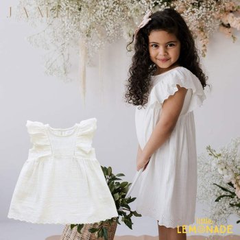 <img class='new_mark_img1' src='https://img.shop-pro.jp/img/new/icons1.gif' style='border:none;display:inline;margin:0px;padding:0px;width:auto;' /> 【Jamie Kay】  COTTON MUSLIN MAPLE DRESS - EGRET  【1歳/2歳/3歳/4歳】 ワンピース ドレス 白 22SS