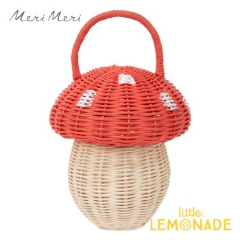 【Meri Meri】きのこ型 ラタン製 ハンドバッグ Toadstool Basket かごバッグ   (223173)