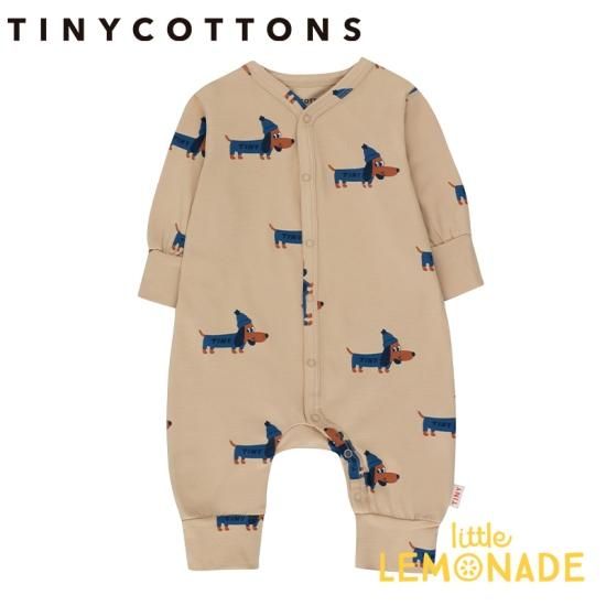 Tinycottons Dogs One Piece 6か月 Taupe Indigo タイニーコットンズ 長袖 カバーオール ロンパース ワンピース ベビー おしゃれ 女の子 男の子 赤ちゃん ベビー服 アパレル 赤ちゃん リトルレモネード ドッグ 犬 Aw22 012