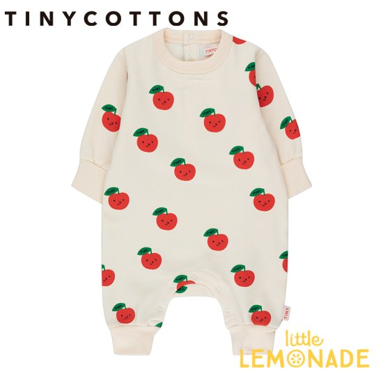 Tinycottons Apples One Piece 6か月 12か月 Light Cream Deep Red タイニーコットンズ 長袖 カバーオール ロンパース ワンピース ベビー おしゃれ 女の子 男の子 赤ちゃん ベビー服 アパレル 赤ちゃん リトルレモネード アップル りんご Aw22 1