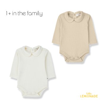 【1+ in the family】 ANETTE ecru / beige 【3か月 / 6か月】 襟付き 長袖 ベビーボディ YKZ アパレル 22AW
