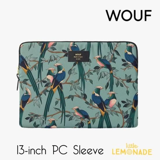 Wouf Suzanne 13インチ Pcケース パソコン用スリーブ 緑 鳥 Macbook Pro 13inch Pc Sleeve パソコンケース 大人 在宅勤務 おしゃれ グリーン バード ノートブック Notebook ラップトップケース ウーフ リサイクル生地 S2018あす楽 リトルレモネード