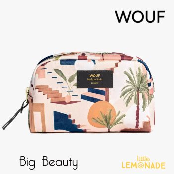 【WOUF】 Big Beauty 化粧ポーチ【Eden】 おしゃれ pouch マチ付きポーチ 幾何学模様 街並み ピンク   (MB220015) 