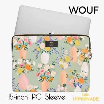 【WOUF】 15インチ PCケース 【Bengala】 パソコン用スリーブ 花 フラワー 緑地 PC Sleeve パソコンケース   (SB220006) 