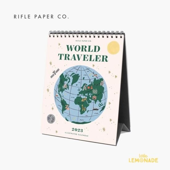 Rifle Paper 23 ワールドトラベラー デスクカレンダー 卓上タイプ Cal072 Desk Calendar World Traveler 表紙地球 世界都市 マップ Map 雑貨 かわいい スタイリッシュ オシャレ ギフト プレゼントにも ライフルペーパー あす楽 リトルレモネード