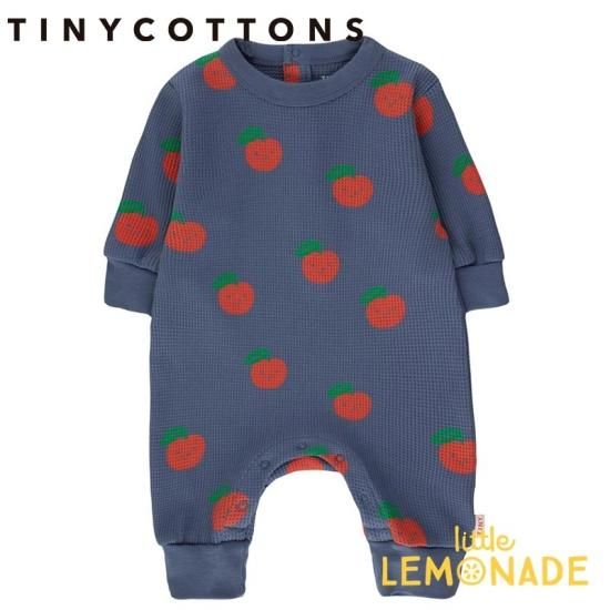 Tinycottons Apples One Piece 6か月 12か月 Light Navy Deep Red タイニーコットンズ カバーオール ロンパース トップス ベビー おしゃれ 女の子 男の子 赤ちゃん ベビー服 アパレル リトルレモネード りんご Aw22 104 Ykz