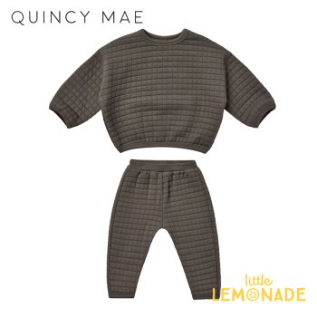 【Quincy Mae】 quilted sweater + pant set | charcoal【12-18か月/18-24か月/2-3歳】  セットアップ  QM268CAR AW22 YKZ 
