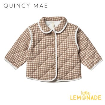 【Quincy Mae】 quilted jacket | cocoa ginghaml  【6-12/12-18/18-24か月/2-3歳/4-5歳】QM261CAGH AW22 YKZ 