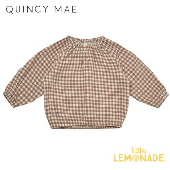 【Quincy Mae】 cinch long sleeve tee | cocoa gingham 【6-12か月/12-18か月/18-24か月】   QM050CAGH AW22 YKZ 