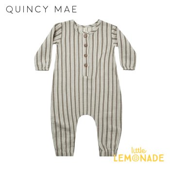【Quincy Mae】 woven jumpsuit | fern stripe  【3‐6か月/6-12か月/12-18か月】 ジャンプスーツ  QM069ELRP AW22 YKZ 