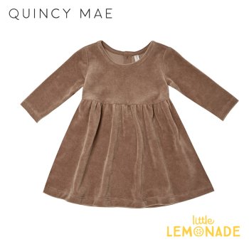 <img class='new_mark_img1' src='https://img.shop-pro.jp/img/new/icons1.gif' style='border:none;display:inline;margin:0px;padding:0px;width:auto;' />【Quincy Mae】 velour long sleeve dress | cocoa 【12-18か月/18-24か月/2-3歳】  QM093CAO ワンピース AW22 YKZ 