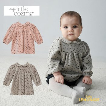 MY LITTLE COZMO  Velour baby dress |  grey /  pink 12/24 (SCARLETTE186) YKZ 22AW 24SALE