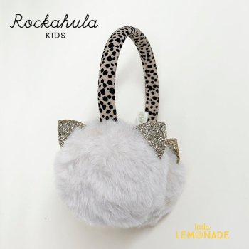 【Rockahula Kids】 Cleo Cat Leopard Earmuffs-IVORY  (T1896I) キャットアイボリーファー  耳あて イヤーマフ  猫 キャット  22AW