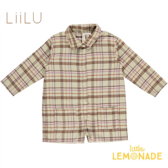 【LiiLu】 Malik Flannel Romper 【12か月/18か月/24か月】liaw22_038 フランネル ベージュブラウン 長袖  ロンパース チェック つなぎ 輸入子ども服 海外アパレル リール ドイツ オーガニック おしゃれ リトルレモネード アパレル 22AW