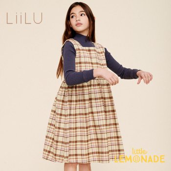 <img class='new_mark_img1' src='https://img.shop-pro.jp/img/new/icons1.gif' style='border:none;display:inline;margin:0px;padding:0px;width:auto;' />【LiiLu】 Lene Flannel Apron 【2歳/4歳/6歳】 liaw22_036 フランネル ベージュブラウン ワンピース チェック  22AW YKZ