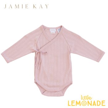 【Jamie Kay】Organic Cotton Pointelle Wrap Bodysuit - Cupcake【3-6か月/6-12か月】 長袖ボディ ロンパース ベビー YKZ