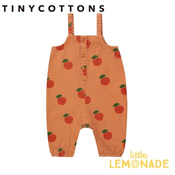 <img class='new_mark_img1' src='https://img.shop-pro.jp/img/new/icons1.gif' style='border:none;display:inline;margin:0px;padding:0px;width:auto;' />【tinycottons】 APPLES BABY DUNGAREE light brown/deep red【6か月/12か月/24か月】 りんご柄 ダンガリー AW22-189 YKZ