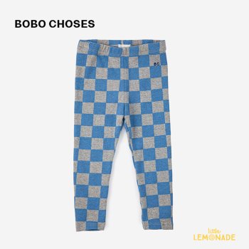 【BOBO CHOSES】 HECKERBOARD LEGGINGS ブルー×グレー 【80cm / 12-18か月】 (222FB005)  FUN COLLECTION  YKZ 22AWFUN