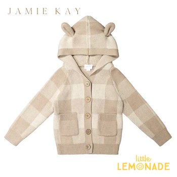【Jamie Kay】 Check Bear Knit Cardigan 【6-12か月/1歳/2歳】 Arthur Jacquard  ベア カーディガン  くま ニット ジェイミーケイ 23Jan