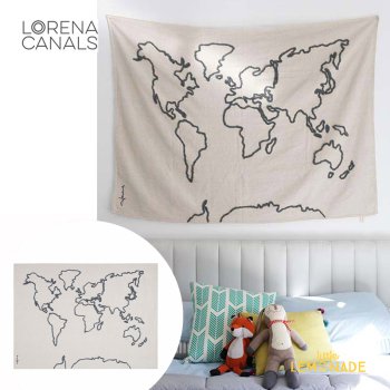【Lorenacanals】 世界地図デザイン 長方形 ラグ  120 x 160cm　Wall hanging Canvas Map (HANG-MAP)