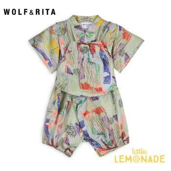 <img class='new_mark_img1' src='https://img.shop-pro.jp/img/new/icons1.gif' style='border:none;display:inline;margin:0px;padding:0px;width:auto;' />【WOLF&RITA】JINBEI MENTA BABY Jinbei【12-18か月 / 18-24か月】 甚平 グリーンベース アートデザイン SS23 YKZ WRBSS23JIME