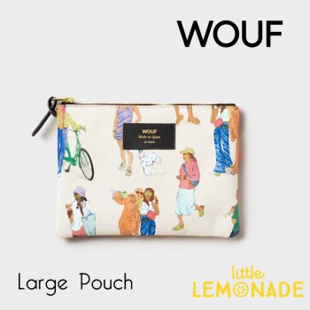 <img class='new_mark_img1' src='https://img.shop-pro.jp/img/new/icons1.gif' style='border:none;display:inline;margin:0px;padding:0px;width:auto;' />【WOUF】 ラージポーチ June Pouch  カジュアル 水彩で描かれた人々 クラッチバッグ 小物ポーチ 100%リサイクル生地  ML230004 