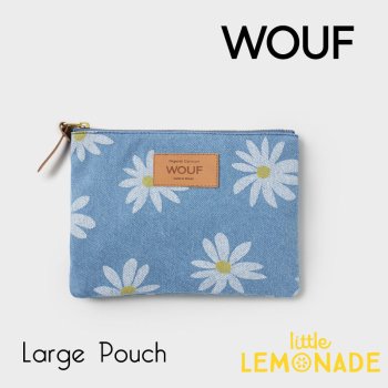 <img class='new_mark_img1' src='https://img.shop-pro.jp/img/new/icons1.gif' style='border:none;display:inline;margin:0px;padding:0px;width:auto;' />【WOUF】 ラージポーチ Drew Pouch デニム生地 花 フラワー オーガニックコットン100% クラッチバッグ 小物入れ 小物ポーチ  MLD230020