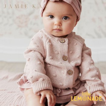 【Jamie Kay】 Dotty Cardigan   【6-12か月/1歳/2歳/3歳/4歳】- Bubblegum Fleck   カーディガン 羽織 子供 ベビー ピンク ドット 
