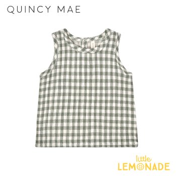 【Quincy Mae】 WOVEN TANK 【12-18か月/18-24か月/2-3歳】 SEA GREEN GINGHAM  SS23 トップス タンク YKZ 