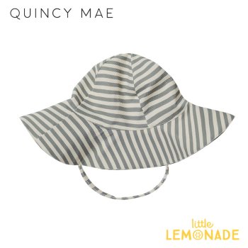 【Quincy Mae】 SUN HAT | SEA GREEN STRIPE  【6-12か月/12-24か月】 サンハット 水着用帽子 水遊び 帽子 QM133VEST SS23 YKZ 