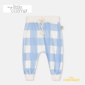 【MY LITTLE COZMO】 Fleece gingham baby pants【12か月/80cm・24か月/90cm】(BING215)  パンツ ギンガムチェック ブルー YKZ SS23