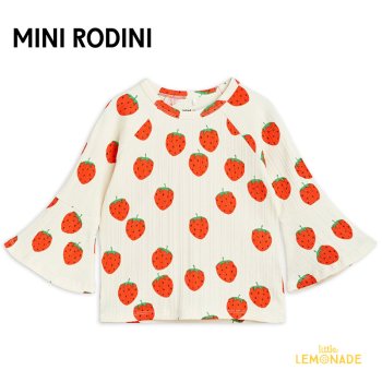 <img class='new_mark_img1' src='https://img.shop-pro.jp/img/new/icons1.gif' style='border:none;display:inline;margin:0px;padding:0px;width:auto;' />【Mini Rodini】 Strawberries aop trumpet tee 【80/86・92/98】 長袖 ベルスリーブ いちご柄 アパレル YKZ SS23 (2322013011)