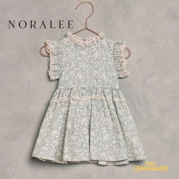 【NORALEE】 ALICE DRESS | BLUE FLORET【12か月/2歳/4歳】 アリス ドレス (NL001LLRE) ブルー地花柄 レース フォーマル SS23 YKZ