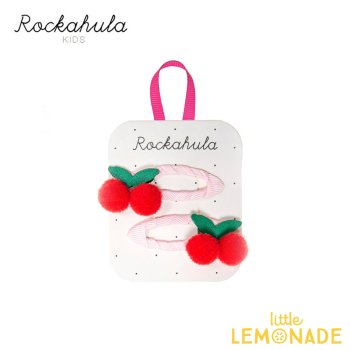 【Rockahula Kids】 Sweet Cherry Pom Pom Clips-RED チェリーのポンポン ヘアクリップ 2個セット ヘアアクセサリー  (H1985R)
