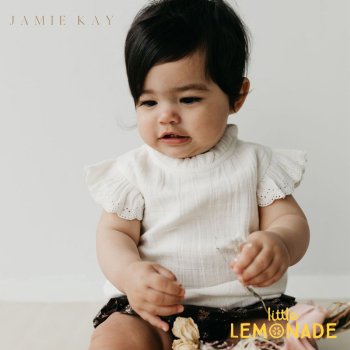 【jamie kay】  Muslin Edith Top - Egret 【1歳/2歳/3歳/4歳】 トップス 半袖 ホワイト 白 子供 女の子 リトルレモネード 